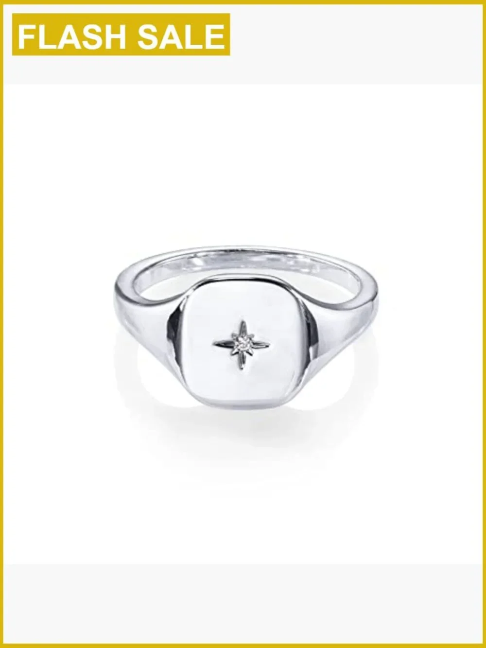 Engraved Signet Ring with North Star Lightweight Thick Statement Ring